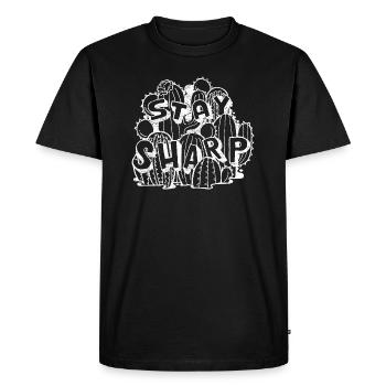 Stay Sharp | Cool Cactus Illustration Design - Men's Premium Organic T-Shirt - black - Front - Nico (187cm)