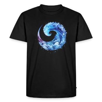 Blue wave, water, surfing, sea, summer, waves - Men's Premium Organic T-Shirt - black - Front - Nico (187cm)