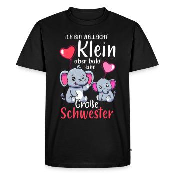 Je suis petite mais bientôt une grande sœur - T-shirt Premium bio Homme - noir - Devant - Nico (187cm)