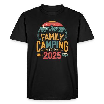 Camping en famille Aventure 2025 Vacances Camping - T-shirt Premium bio Homme - noir - Devant - Nico (187cm)