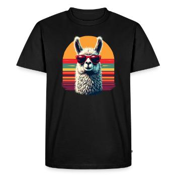 Lunettes de soleil rétro alpaga lama bande dessinée Andes Cool - T-shirt Premium bio Homme - noir - Devant - Nico (187cm)