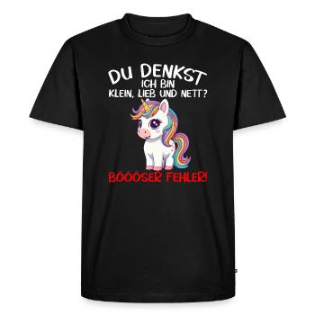 Einhorn lustiger Spruch frech Geschenk süß Mädchen - Männer Premium Bio T-Shirt - Schwarz - Vorne - Nico (187cm)