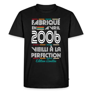 18th Anniversary - Made in April 2006 - Men's Premium Organic T-Shirt - black - Front - Nico (187cm)