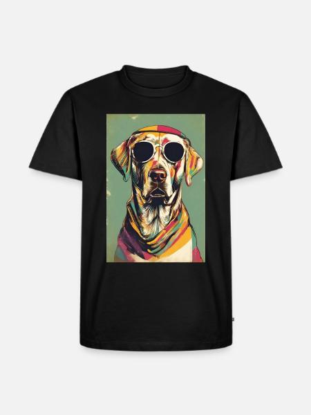 "Bohemian Pup Chic Poster" - Männer Premium Bio T-Shirt - Schwarz