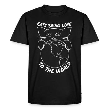 Cats Bring love into the world - Men's Premium Organic T-Shirt - black - Front - Nico (187cm)