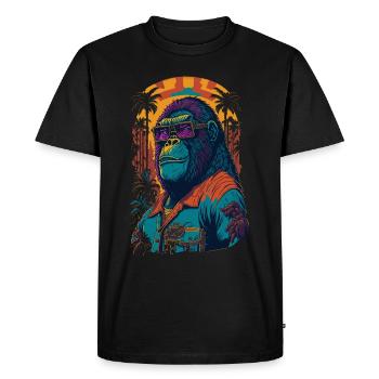 Gorilla with sunglasses illustration - Men's Premium Organic T-Shirt - black - Front - Nico (187cm)