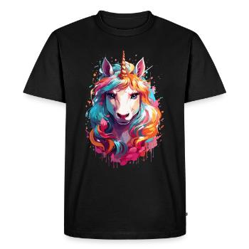 Magical Unicorn: Rainbow Pony - Men's Premium Organic T-Shirt - black - Front - Nico (187cm)