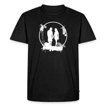 Amour - Silhouette de couple - T-shirt Premium bio Homme - noir - Devant - Nico (187cm)