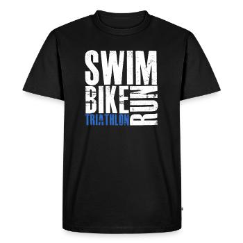 Triathlon Swim Bike Run T-Shirt Gift - Men's Premium Organic T-Shirt - black - Front - Nico (187cm)