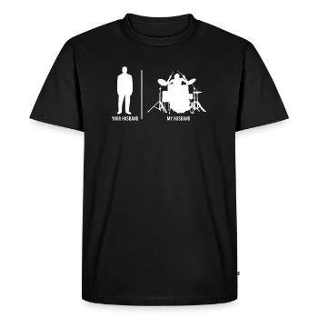 Votre mari mon mari t-shirt batteur batterie - T-shirt Premium bio Homme - noir - Devant - Nico (187cm)