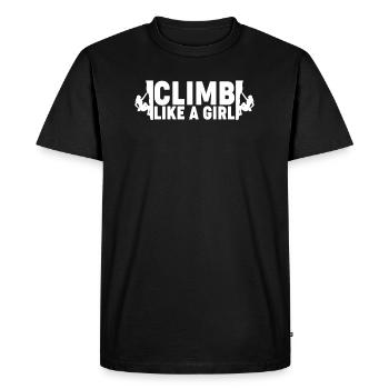 T-shirt grimpeur cadeau escalade comme une fille - T-shirt Premium bio Homme - noir - Devant - Nico (187cm)