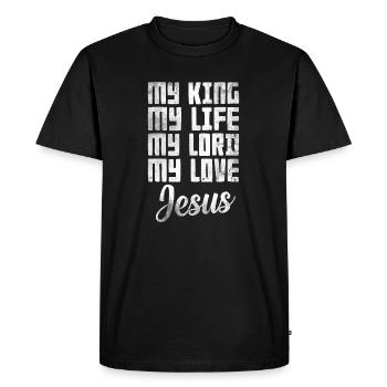 My King My Life My Lord My Love Jesus - T-shirt Premium bio Homme - noir - Devant - Nico (187cm)