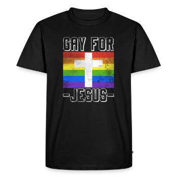 Gay For Jesus LGBT Flag Faith - Men's Premium Organic T-Shirt - black - Front - Nico (187cm)