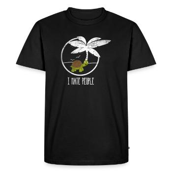 I Hate People conservation turtle - Men's Premium Organic T-Shirt - black - Front - Nico (187cm)