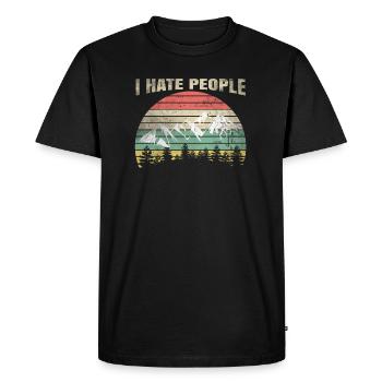 I Hate People t-shirt gift hiker mountain tent - Men's Premium Organic T-Shirt - black - Front - Nico (187cm)