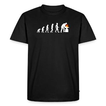 Chemise de maréchal-ferrant Evolution Blacksmith Flames - T-shirt Premium bio Homme - noir - Devant - Nico (187cm)