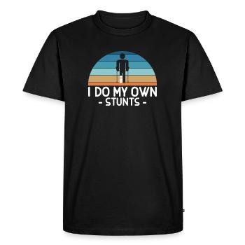 I Do My Own Stunts T-Shirt Broken Leg - Men's Premium Organic T-Shirt - black - Front - Nico (187cm)