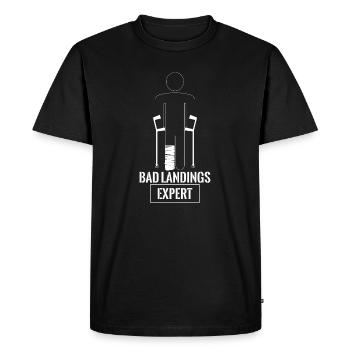 Bad Landings Expert T-Shirt Gift Broken Leg - Men's Premium Organic T-Shirt - black - Front - Nico (187cm)