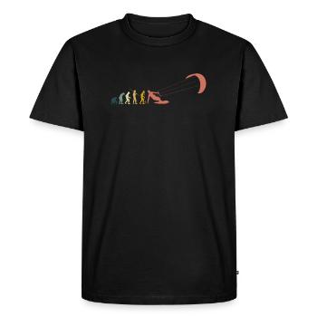 Vintage Retro Evolution Kite Kitesurfing Shirt - Men's Premium Organic T-Shirt - black - Front - Nico (187cm)
