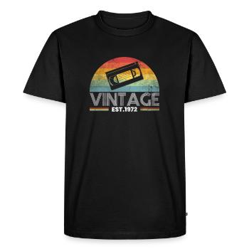 Vintage Video Cassette 1972 50th Birthday - Men's Premium Organic T-Shirt - black - Front - Nico (187cm)