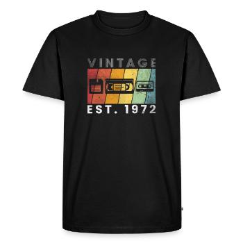 Vintage Video Cassette 1972 50th Birthday - Men's Premium Organic T-Shirt - black - Front - Nico (187cm)