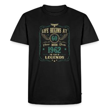La vie commence à 60 ans Né 1962 T-Shirt Cadeau - T-shirt Premium bio Homme - noir - Devant - Nico (187cm)