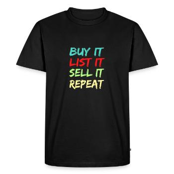 Buy it list it sell it repeat garage sale - Men's Premium Organic T-Shirt - black - Front - Nico (187cm)