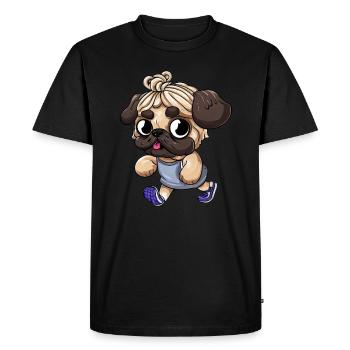 Sporty pug: Fit and active on the road - Men's Premium Organic T-Shirt - black - Front - Nico (187cm)