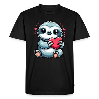 Sloth Love Valentine's Day Heart Friendship - Men's Premium Organic T-Shirt - black - Front - Nico (187cm)