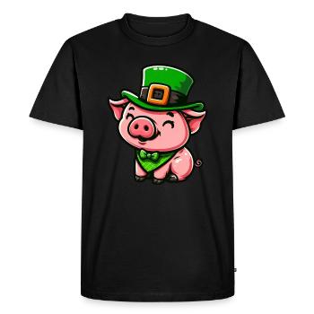 Dessin animé mignon de cochon de Saint-Patrick - T-shirt Premium bio Homme - noir - Devant - Nico (187cm)