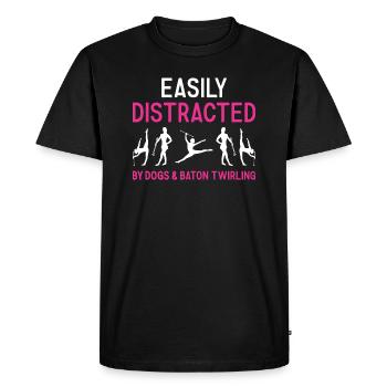 Facilement distrait par les chiens et le twirling de bâton - T-shirt Premium bio Homme - noir - Devant - Nico (187cm)