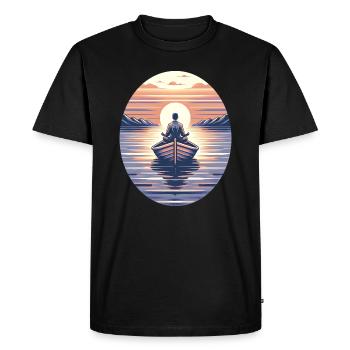Sailboat, Meditation, Sunset, Nature - Men's Premium Organic T-Shirt - black - Front - Nico (187cm)