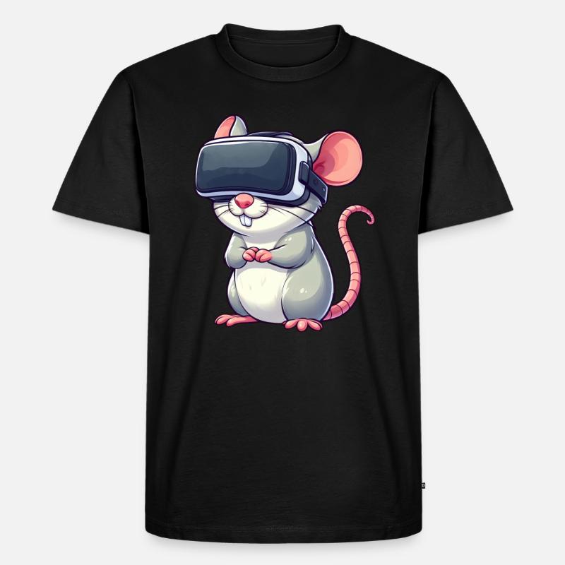 VR-Gaming Ratte und Maus - Männer Premium Bio T-Shirt - Schwarz
