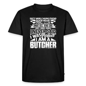 Boucher je suis un boucher - T-shirt Premium bio Homme - noir - Devant - Nico (187cm)