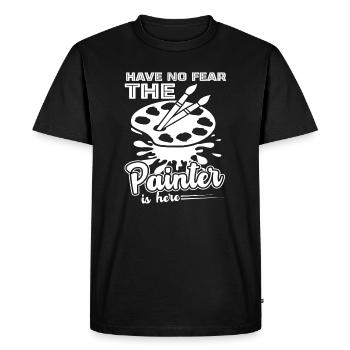 Painter The Painter Is Here - Men's Premium Organic T-Shirt - black - Front - Nico (187cm)