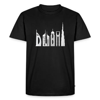 Dubai skyline souvenir famous building typography - Men's Premium Organic T-Shirt - black - Front - Nico (187cm)