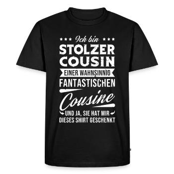 Proud cousin of a fantastic cousin - Men's Premium Organic T-Shirt - black - Front - Nico (187cm)