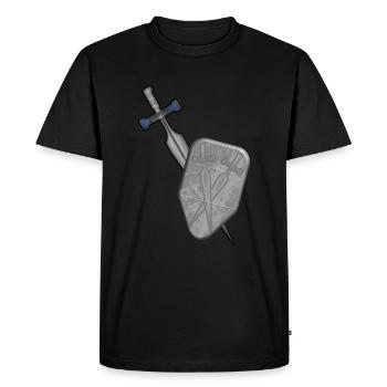 sword and shield - Men's Premium Organic T-Shirt - black - Front - Nico (187cm)