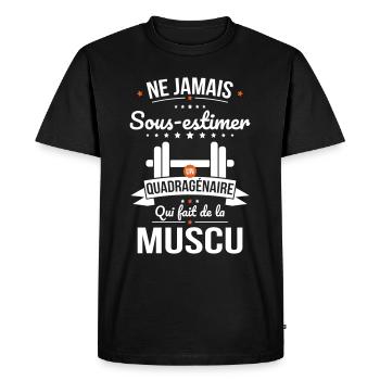 Sous-estimer un quadragénaire qui fait de la muscu - T-shirt Premium bio Homme - noir - Devant - Nico (187cm)