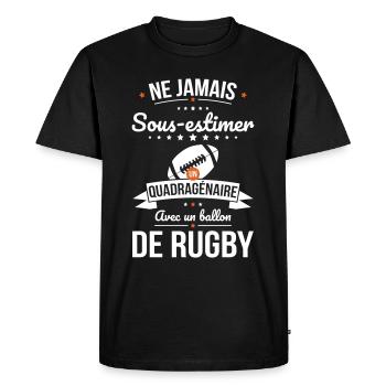 Sous-estimer un quadragénaire avec ballon de rugby - T-shirt Premium bio Homme - noir - Devant - Nico (187cm)