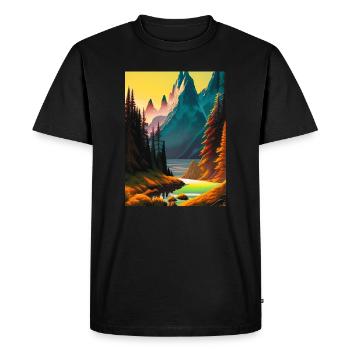 Paysage nature forêt 2 - T-shirt Premium bio Homme - noir - Devant - Nico (187cm)