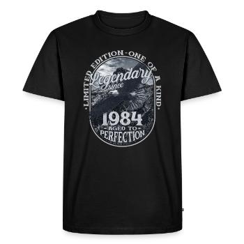 Legendary since 1984 - Men's Premium Organic T-Shirt - black - Front - Nico (187cm)