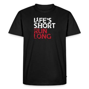 Life's Short Run Long Female Runner - Men's Premium Organic T-Shirt - black - Front - Nico (187cm)
