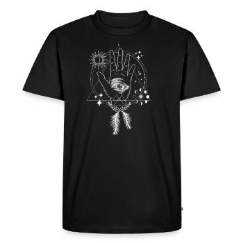 Main mystique oeil qui voit tout bohème bohème - T-shirt Premium bio Homme - noir - Devant - Nico (187cm)