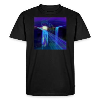 Space, light and waterfalls sketch - Männer Premium Bio T-Shirt - Schwarz - Vorne - Nico (187cm)