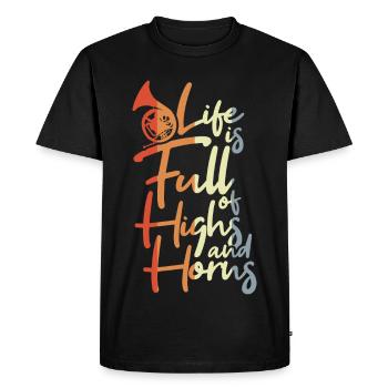 La vie est pleine de hauts et de cornes - T-shirt Premium bio Homme - noir - Devant - Nico (187cm)