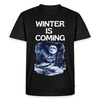 L’hiver arrive | Paysage nordique Lune de neige - T-shirt Premium bio Homme - noir - Devant - Nico (187cm)