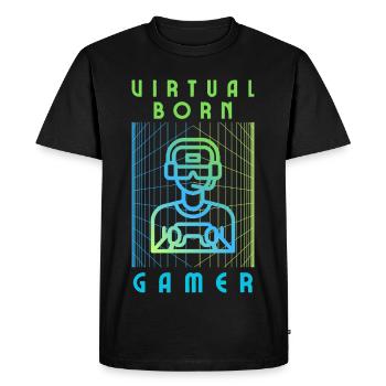 Virtual born gamer - Men's Premium Organic T-Shirt - black - Front - Nico (187cm)