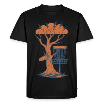 Disc Golf Tree Hit Flying Disc Basket Storm - Men's Premium Organic T-Shirt - black - Front - Nico (187cm)