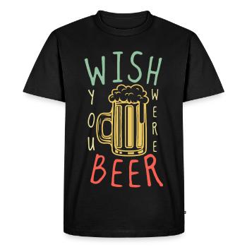 Beer Wish You Were  – Funny Beer Pun - Men's Premium Organic T-Shirt - black - Front - Nico (187cm)